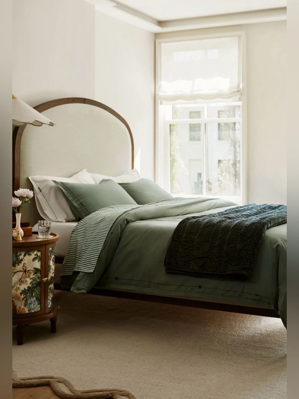 Anthropologie Lustered Velvet Alastair Quilt, Dark Green